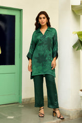 Green Floral Printed Co-Ord Set For Women-inching india