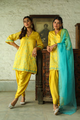 Sunny Aqua Embroidered Women's Suit Set