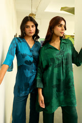 Green Floral Printed Co-Ord Set For Women-inching india