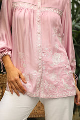 Pink Embroidered Top For Women Online-inching india
