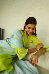 Contrast Lime Embroidered Women's Suit Set