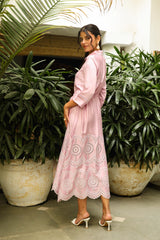 Beautiful Pink Delight Embroidered Dress for Women-inching India
