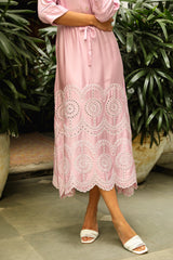 Beautiful Pink Delight Embroidered Dress for Women-inching India
