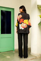Black Floral Fusion Print Co-ord Set- Inching India