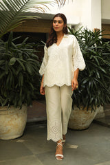 Cream Delight Embroidered Top For Women-inching india
