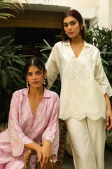 Cream Delight Embroidered Top For Women-inching india