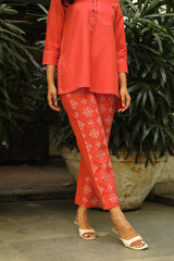 Orange Embroidered Ethnic Co-ord Set