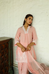 Blush Pink Embroidered Women's Suit Set