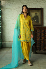 Sunny Aqua Embroidered Women's Suit Set
