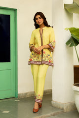 Lime Yellow Printed Co-ord Set For Women-inching india