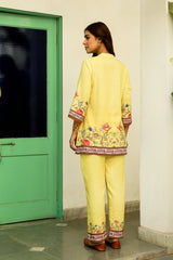 Lime Yellow Printed Co-ord Set For Women-inching india