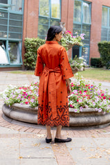 Sunburst Cutwork Linen Dress