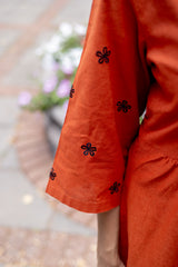 Sunburst Cutwork Linen Dress