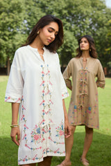 Off White Bloom Cross Stitch Dress