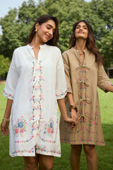 Off White Bloom Cross Stitch Dress