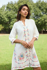 Off White Bloom Cross Stitch Dress