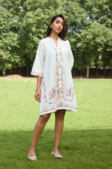 Off White Bloom Cross Stitch Dress