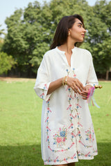 Off White Bloom Cross Stitch Dress