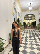 Pure Raw Silk Hand Embroidered Waist Coat Set