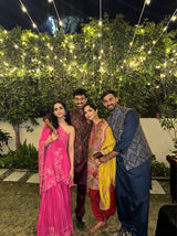 Hot Pink Hand Embroidered One Shoulder Set