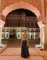 Navy Blue Waist Coat For Women with Asymmetrical Pants