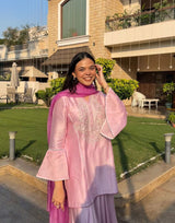 Light Pink Hand Embroidered Sharara Set