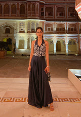 Navy Blue Waist Coat For Women with Asymmetrical Pants