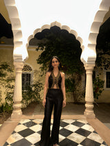 Pure Raw Silk Hand Embroidered Waist Coat Set