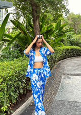 Beautiful Blue Printed Summer Co-Ord Set For Women