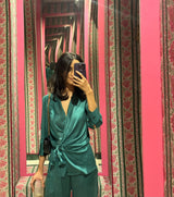 FLOWY BOTTLE GREEN CO-ORD SET- Inchingindia