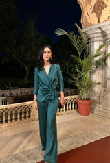 FLOWY BOTTLE GREEN CO-ORD SET- Inchingindia