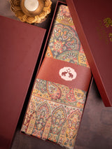 Jewel tone multicolor paisley wool shawl in gift box