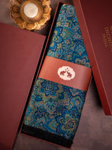 Rust orange paisley wool shawl in gift box