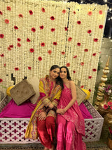 Hot Pink Hand Embroidered One Shoulder Set