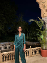 FLOWY BOTTLE GREEN CO-ORD SET- Inchingindia