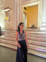 Navy Blue Waist Coat For Women with Asymmetrical Pants