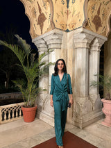 FLOWY BOTTLE GREEN CO-ORD SET- Inchingindia