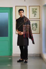 Gift for Him | Black Woven Stole | Winter Stole for Men