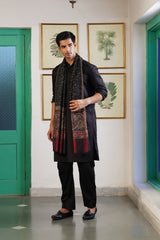 Gift for Him | Black Woven Stole | Winter Stole for Men