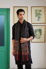 Gift for Him | Black Woven Stole | Winter Stole for Men