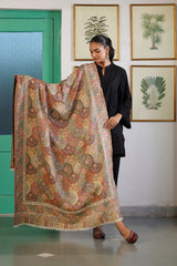 His & Her Woven Deep Red and Beige Shawl Set – Jacquard Shawls for Wedding Gifting