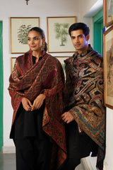 His & Her Paisley Woven Shawl Combo – Jewel-Tone Paisley Shawls for Wedding Gifting