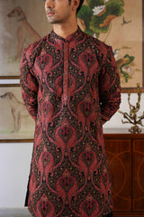 Maroon Paisley Embroidered Kurta with Black Patiala Pants