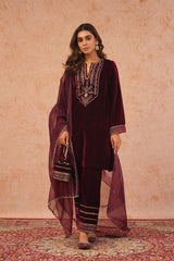 Regal Wine Velvet Suit- Inching India