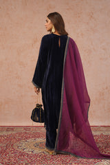 Midnight Crush Velvet Embroidered Suit- Inching India
