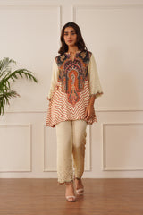 Regal Cream Printed Co-ord Set For Women -inching india