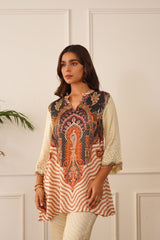 Regal Cream Printed Co-ord Set For Women -inching india