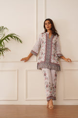 Multi-Color Printed Pure Linen Set