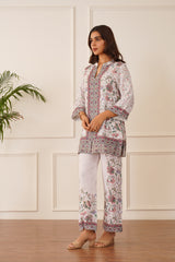 Multi-Color Printed Pure Linen Set