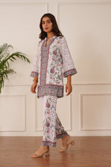 Multi-Color Printed Pure Linen Set